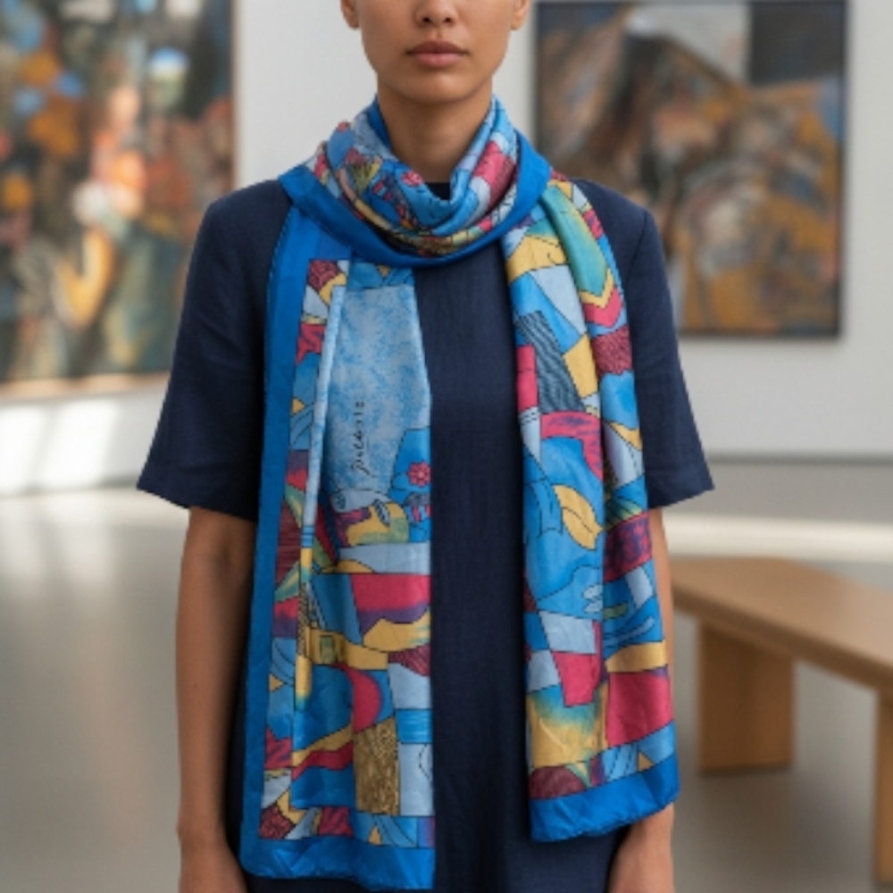 Paloma Picasso Multicolor Abstract Scarf